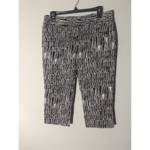 Coldwater Creek Natural Fit Capris Black and White Cropped Pants Size 10 Petite